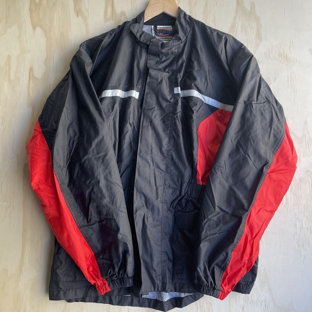 River Road Mens Small Black Red High-N-Dry Rain Motorcycle Biker 09-0246 Jacket